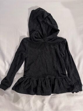 Little Sleepies Heather Black Waffle Peplum Hooded Tee